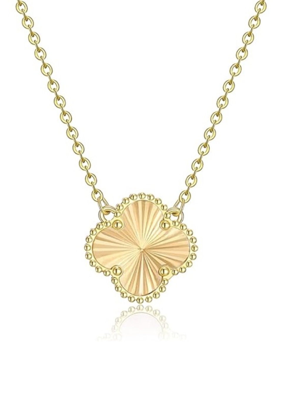 18K Plated Gold Clover Pendant Necklace